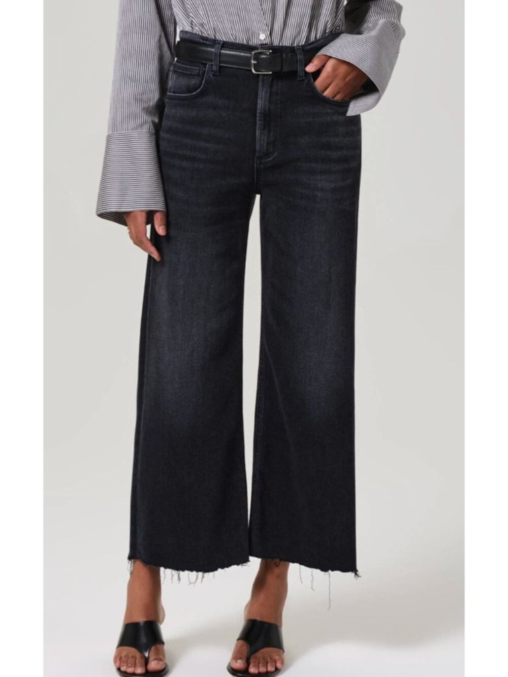 NWT Citizens of Humanity Lyra Wide Leg Crop Medallion Black Jeans Size 23
